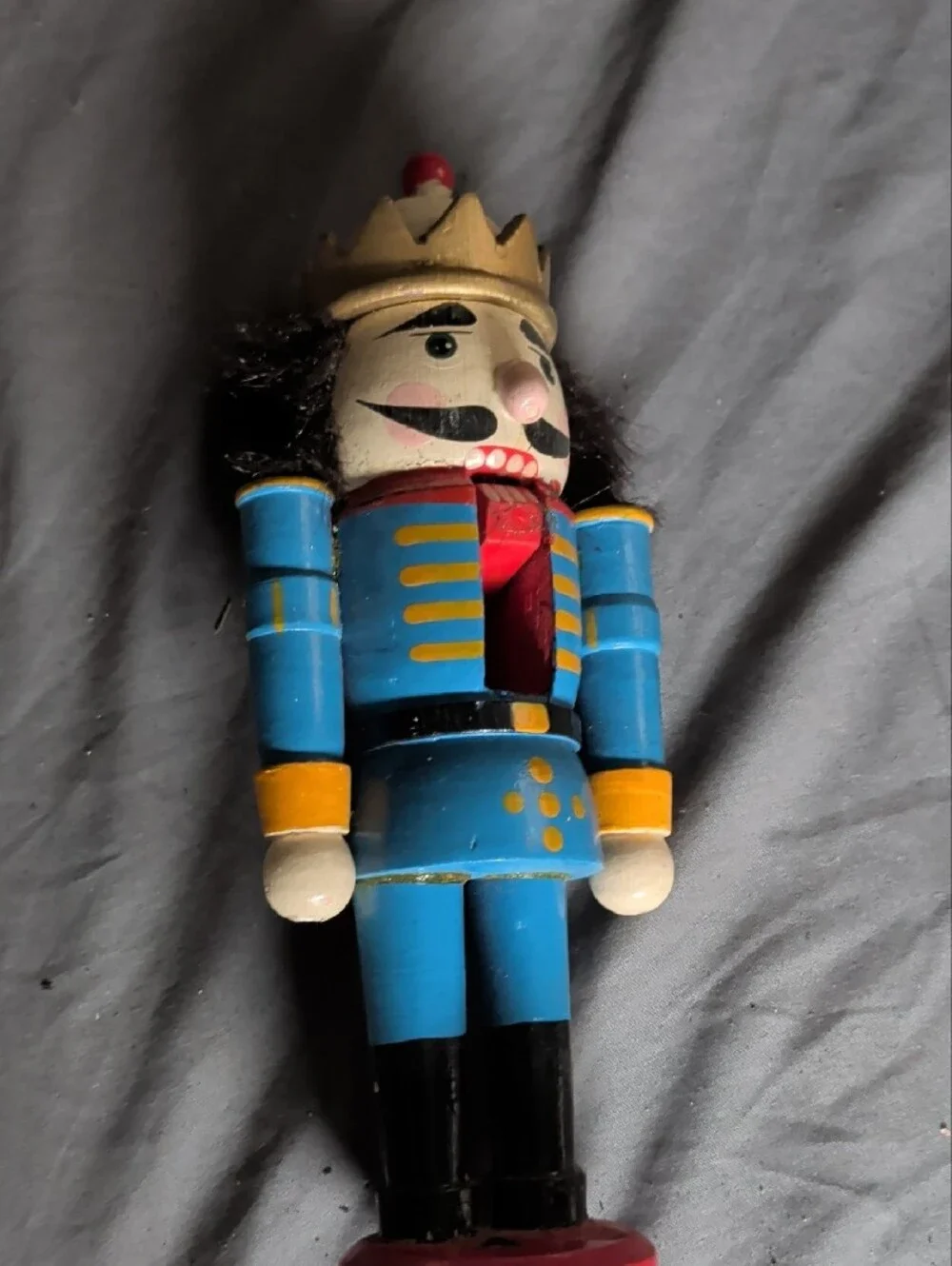 Blue Nutcracker Soldier Toy with Gold Crown Roughly 9 Inches